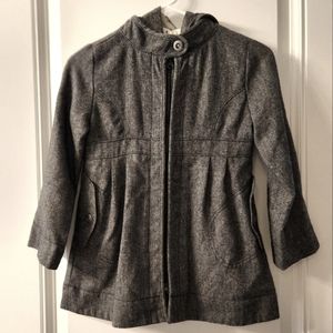 Old Navy Hooded Acrylic/Wool Blend Coat with Bow Detail - Girls Size 6/7